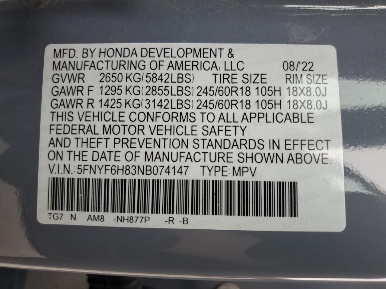 2022 HONDA PILOT