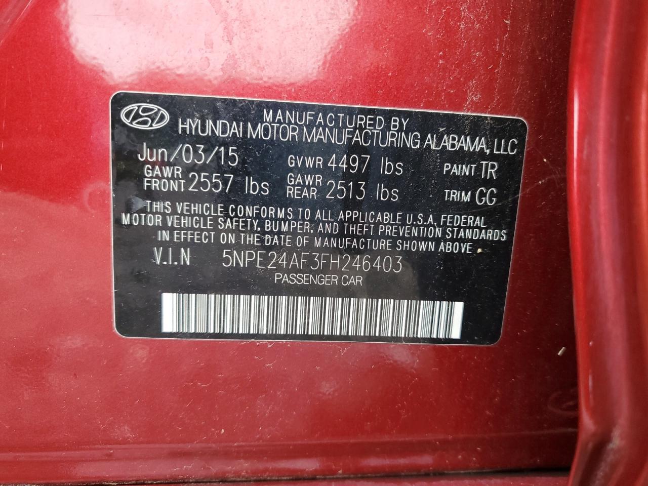 2015 HYUNDAI SONATA