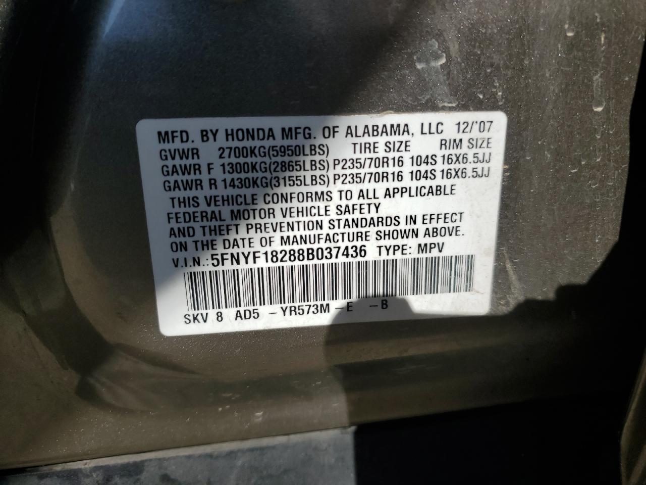 2008 HONDA PILOT