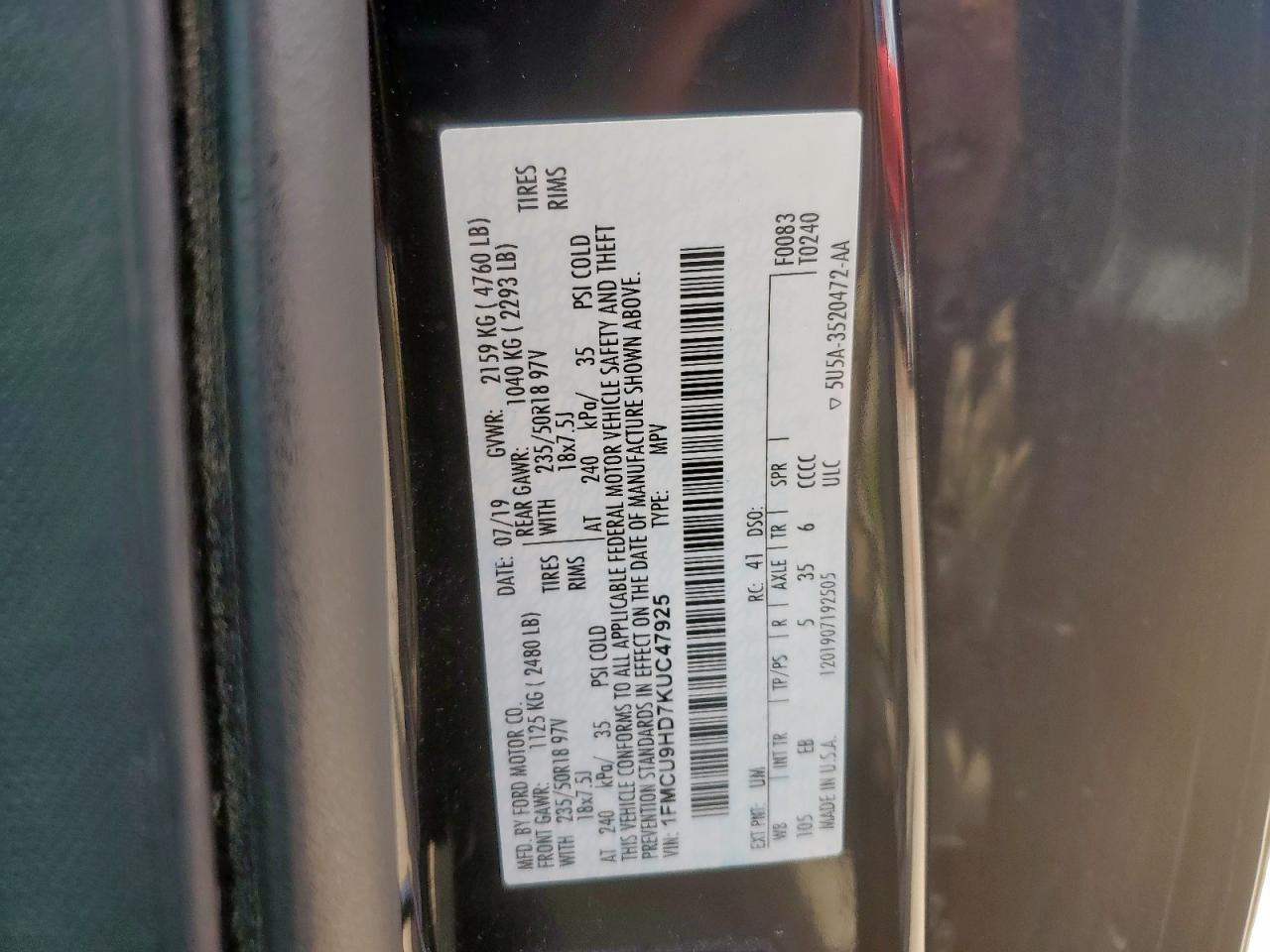 2019 FORD ESCAPE