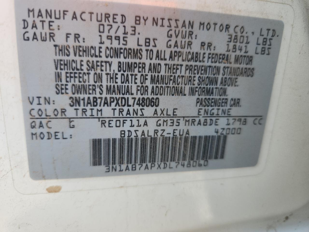 2013 NISSAN SENTRA