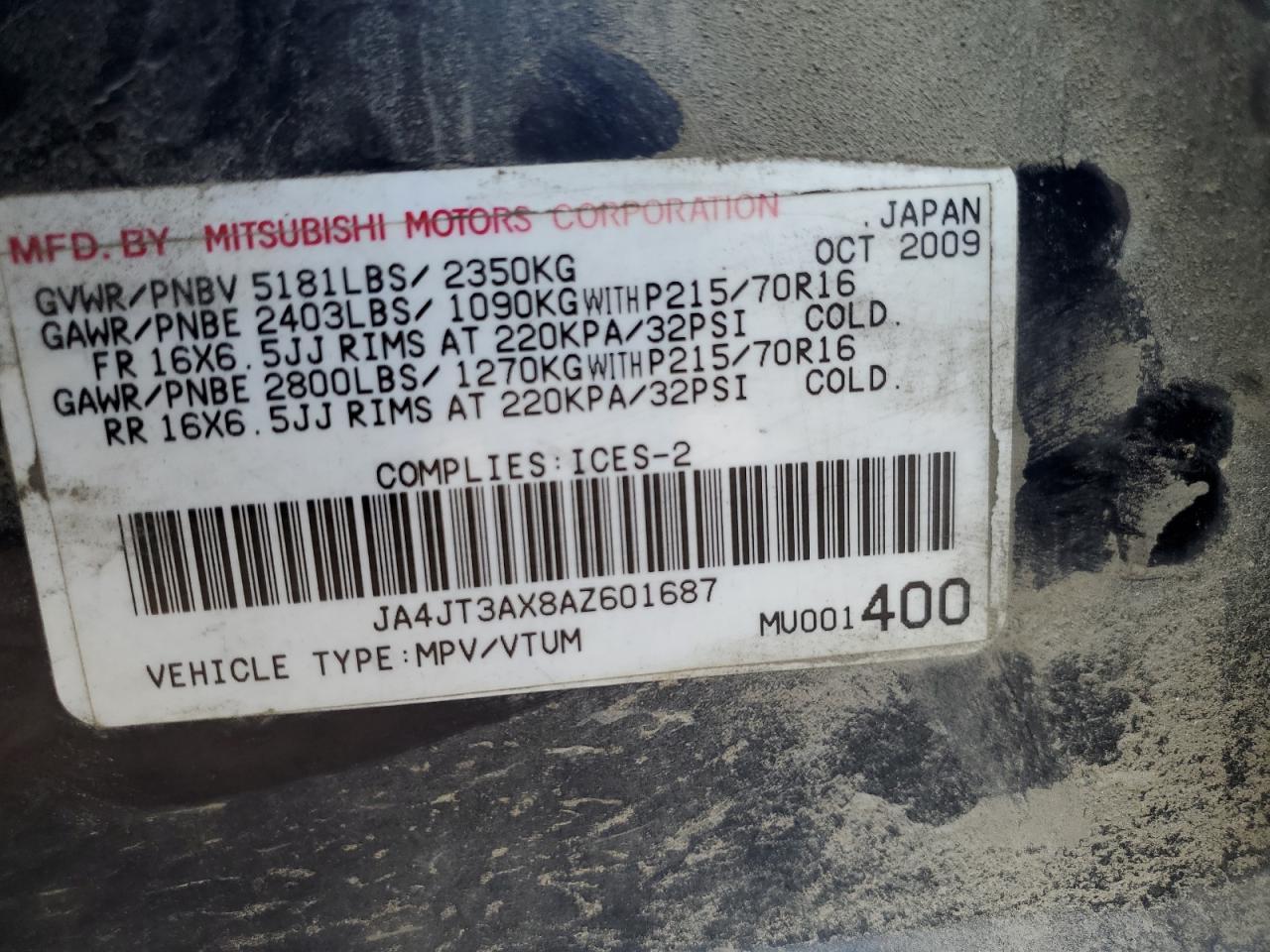 2010 MITSUBISHI outlander