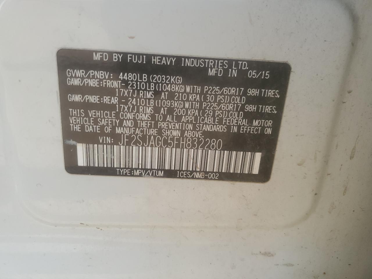 2015 SUBARU FORESTER