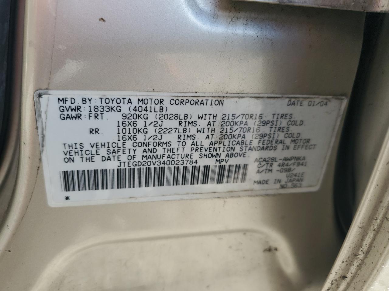 2004 TOYOTA RAV4