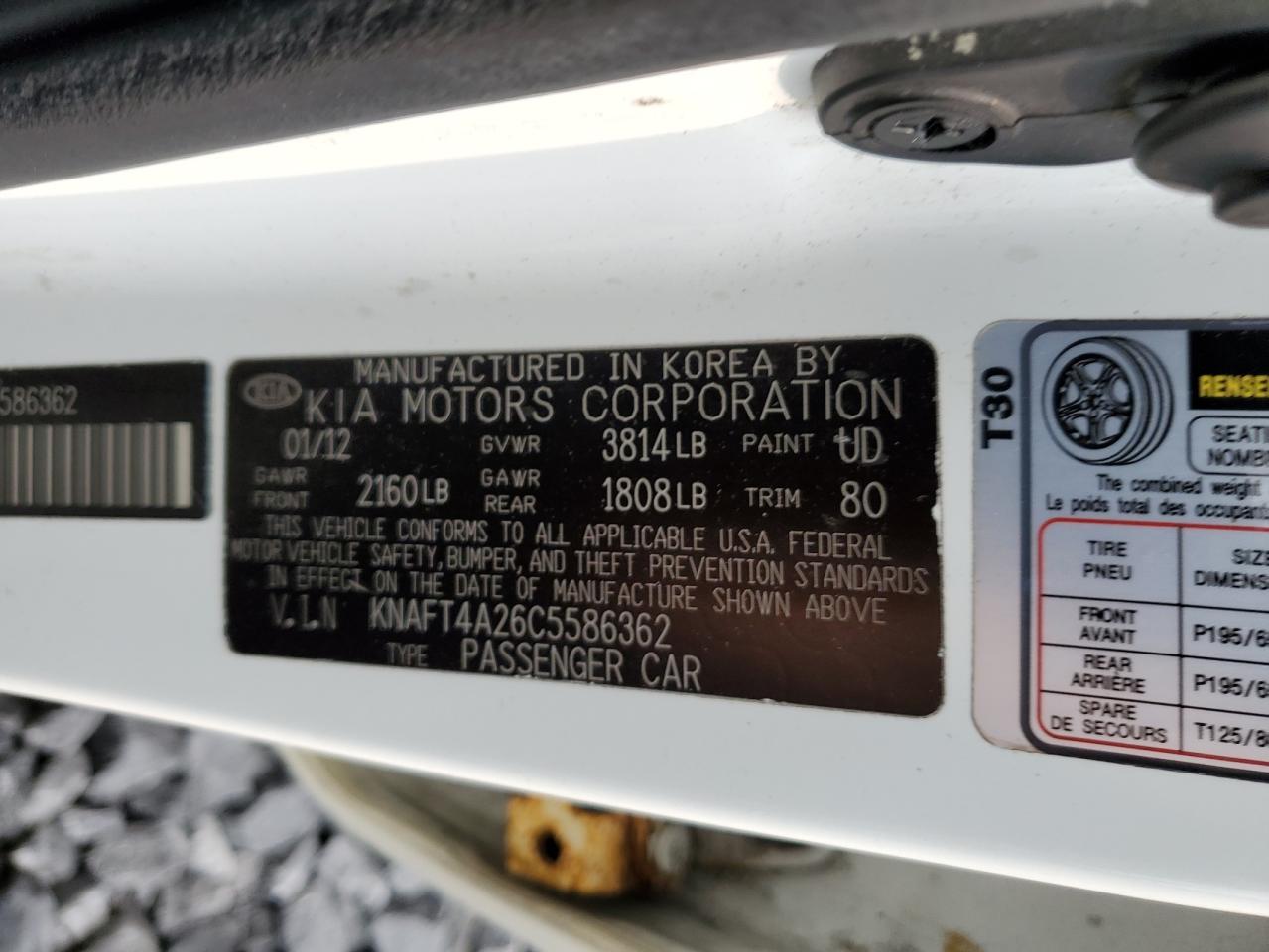 2012 KIA FORTE