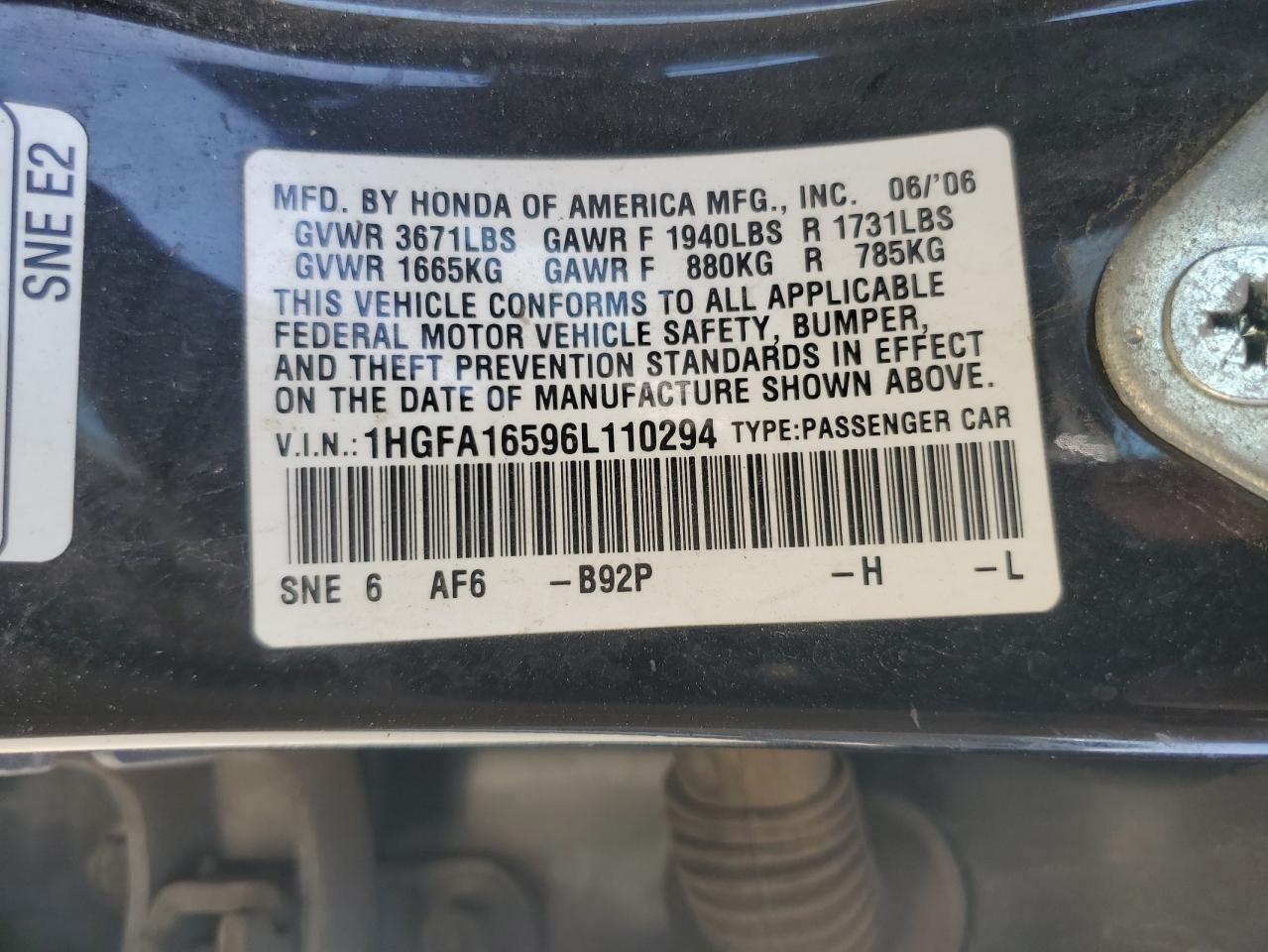 2006 HONDA CIVIC