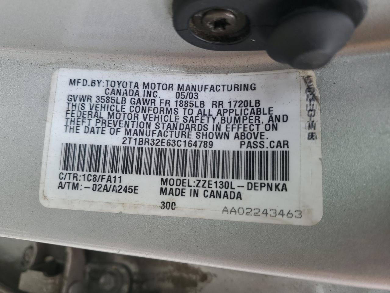 2003 TOYOTA COROLLA