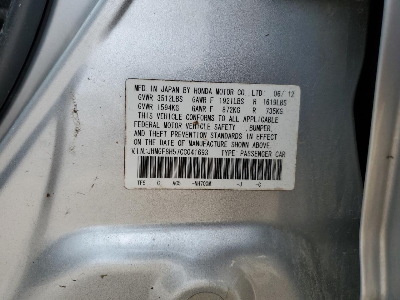 2012 HONDA FIT