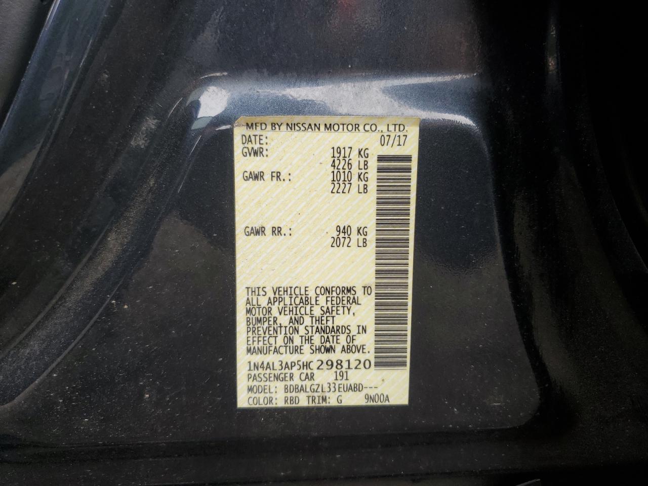2017 NISSAN ALTIMA