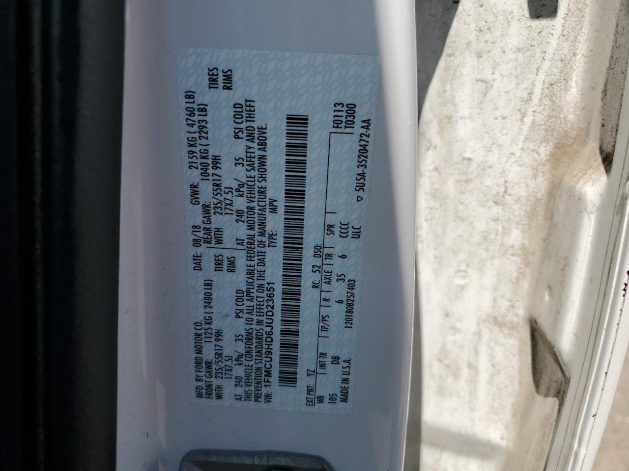 2018 FORD ESCAPE