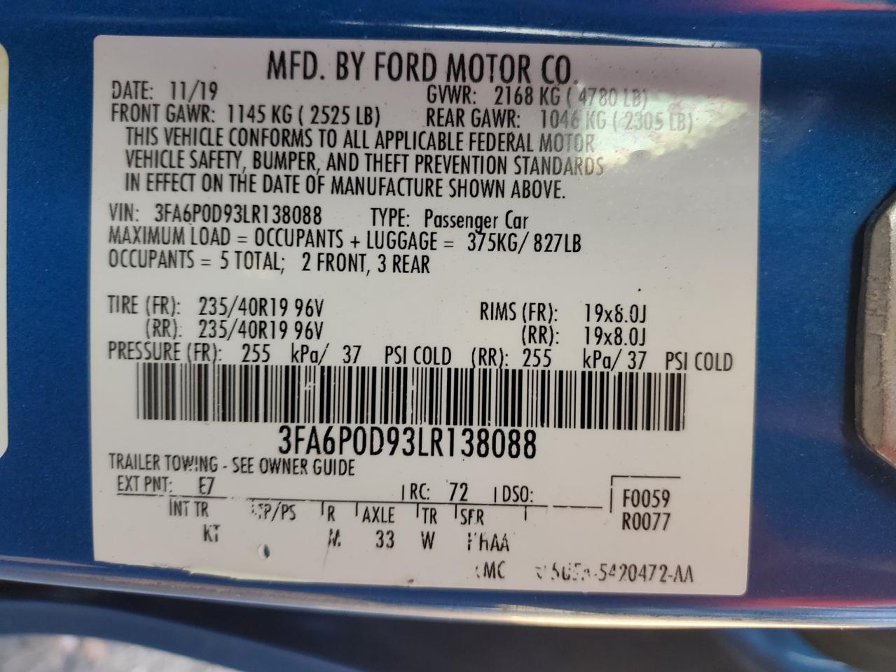 2020 FORD FUSION