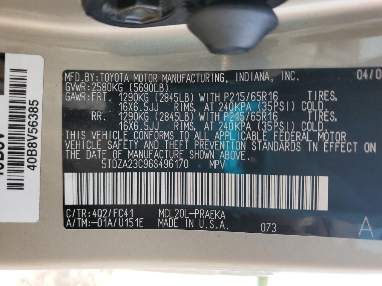 2006 TOYOTA SIENNA