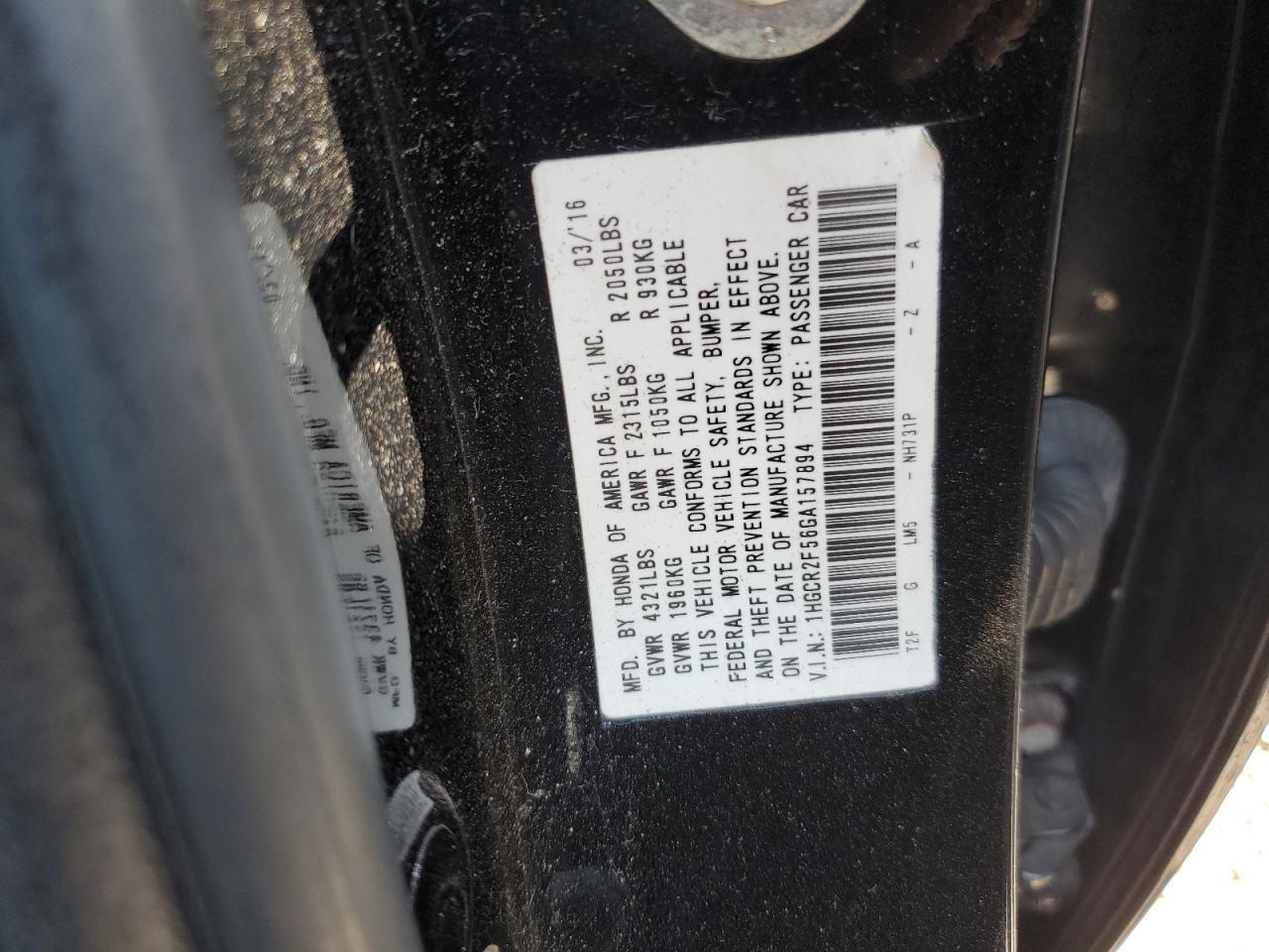 2016 HONDA ACCORD