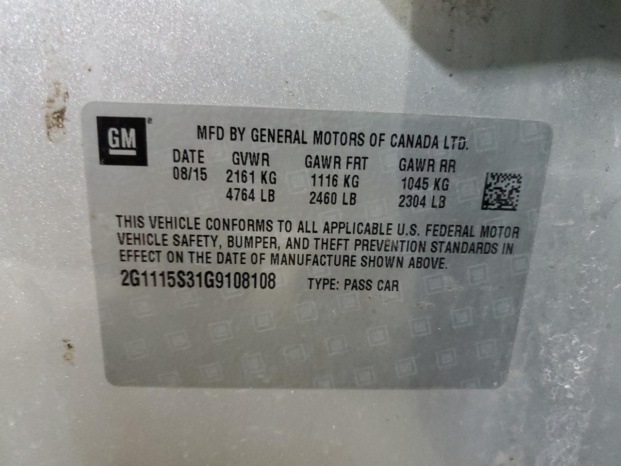 2016 CHEVROLET IMPALA
