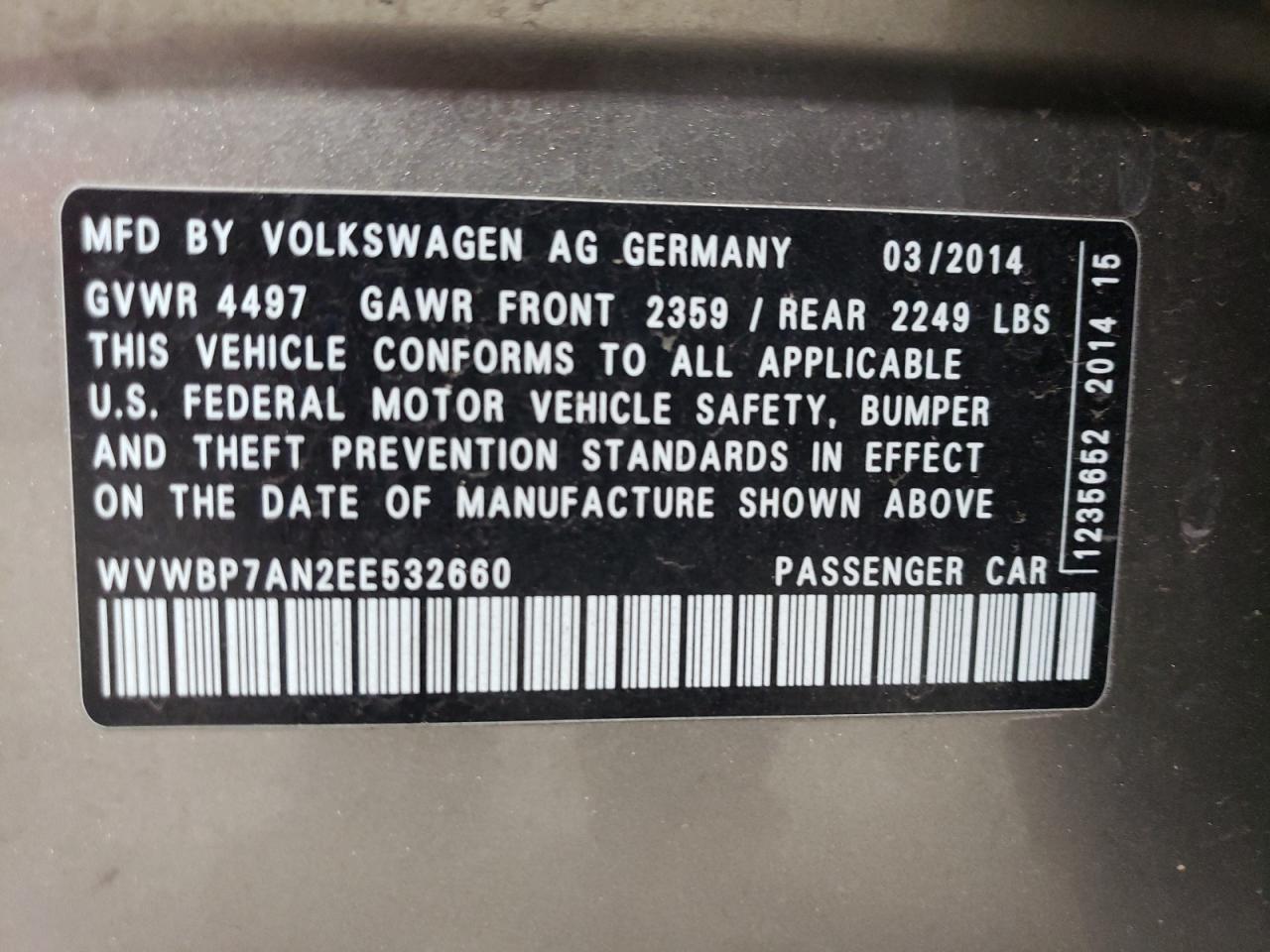 2014 VOLKSWAGEN CC