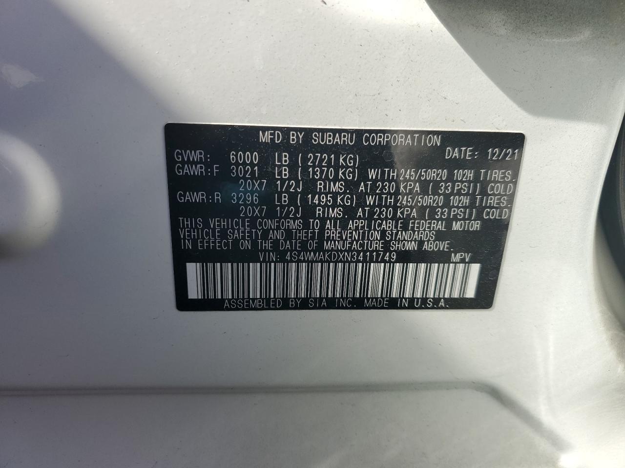 2022 SUBARU Ascent