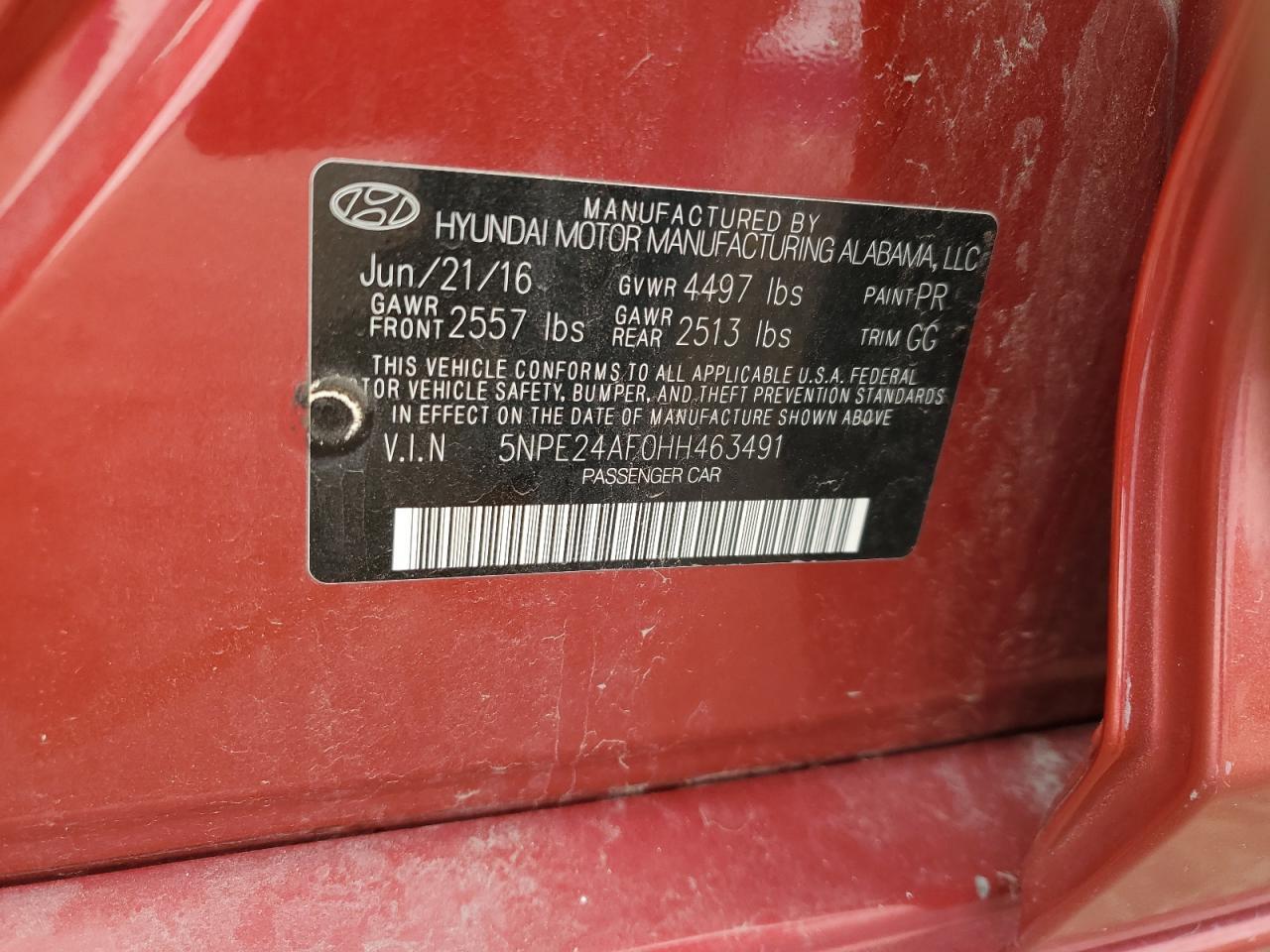 2017 HYUNDAI SONATA