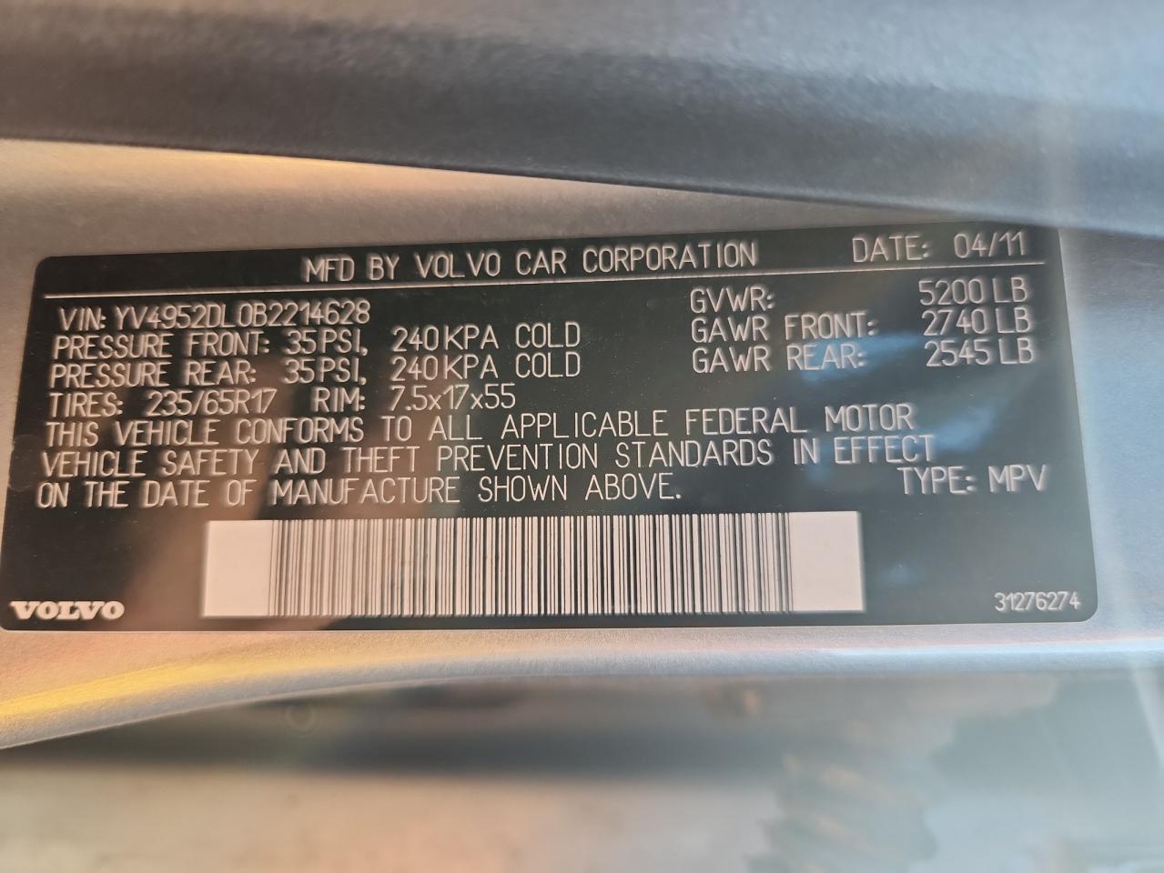 2011 VOLVO XC60