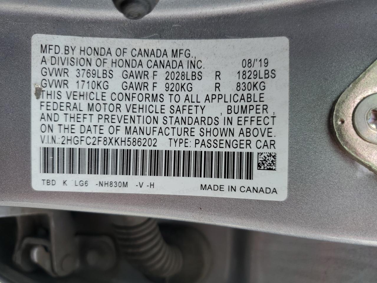 2019 HONDA CIVIC