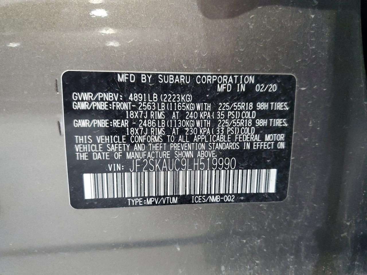 2020 SUBARU FORESTER
