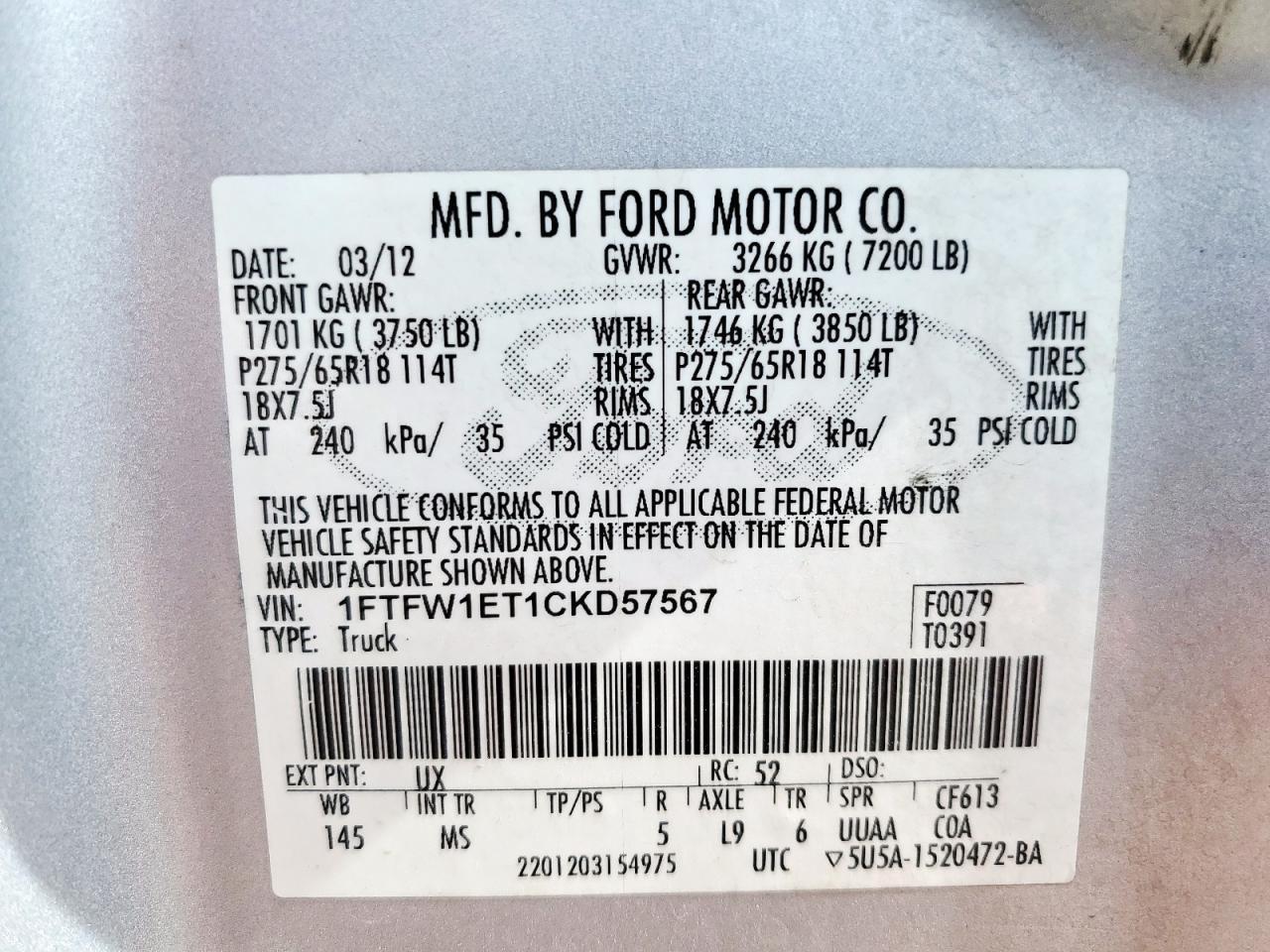 2012 FORD F-150