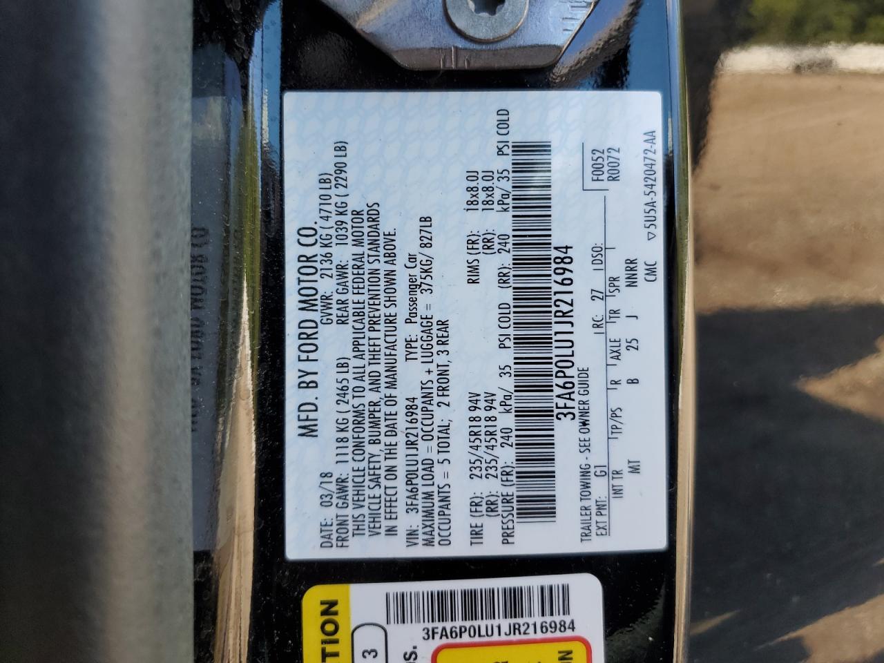 2018 FORD FUSION