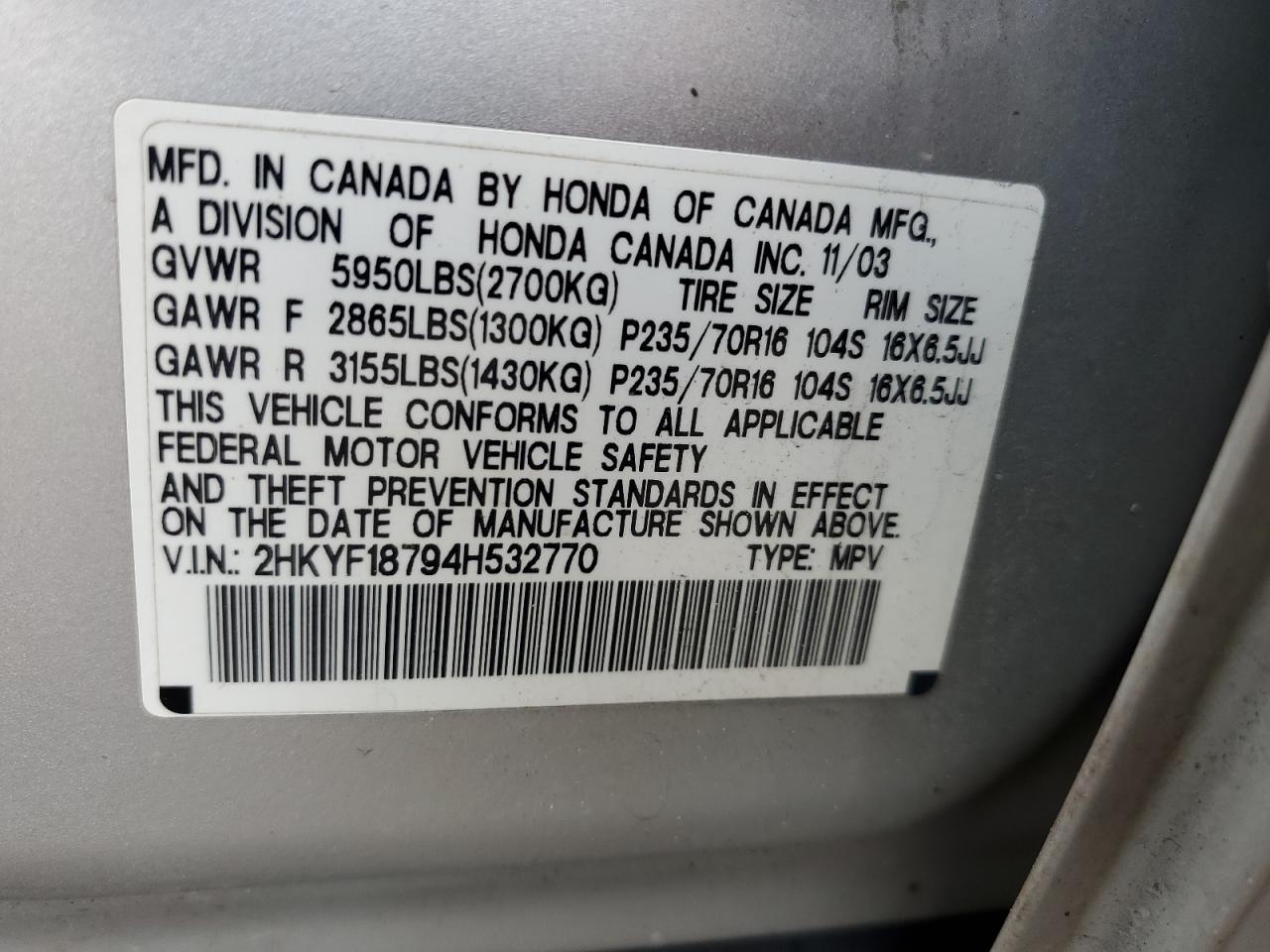 2004 HONDA PILOT