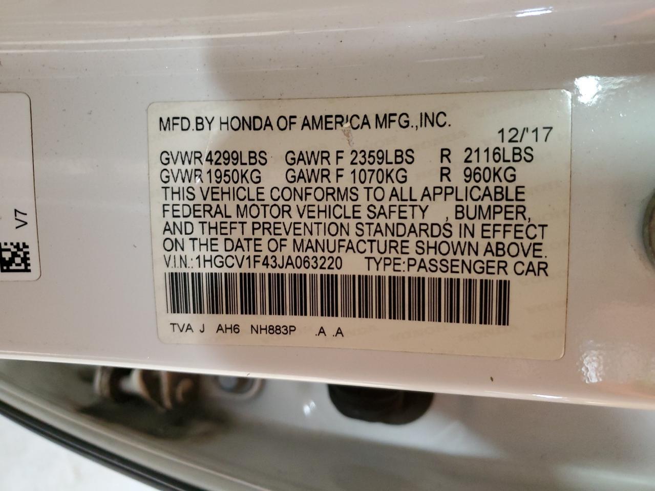 2018 HONDA ACCORD