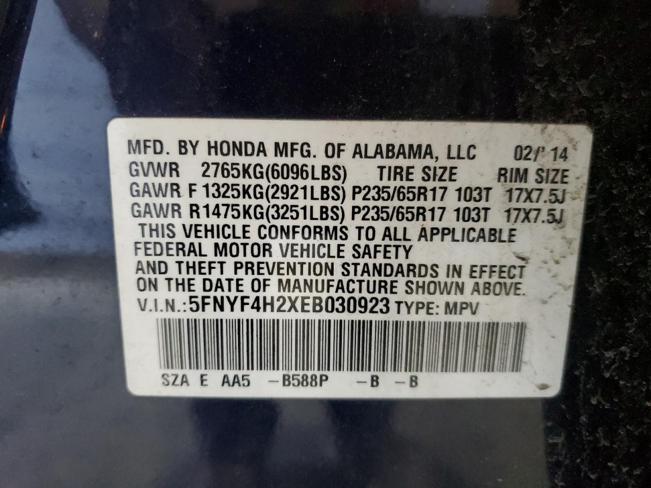 2014 HONDA PILOT