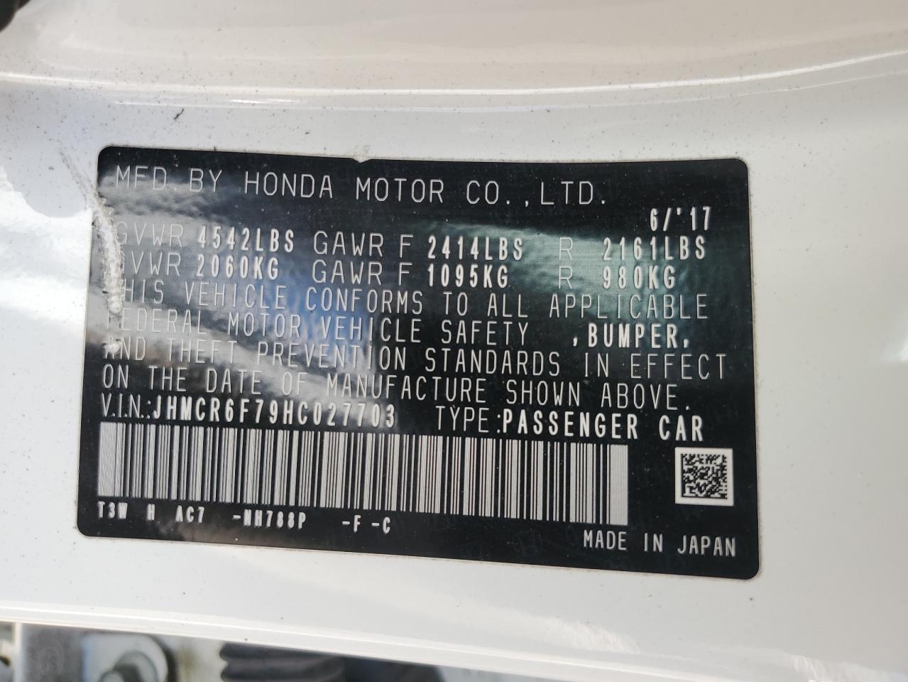 2017 HONDA ACCORD