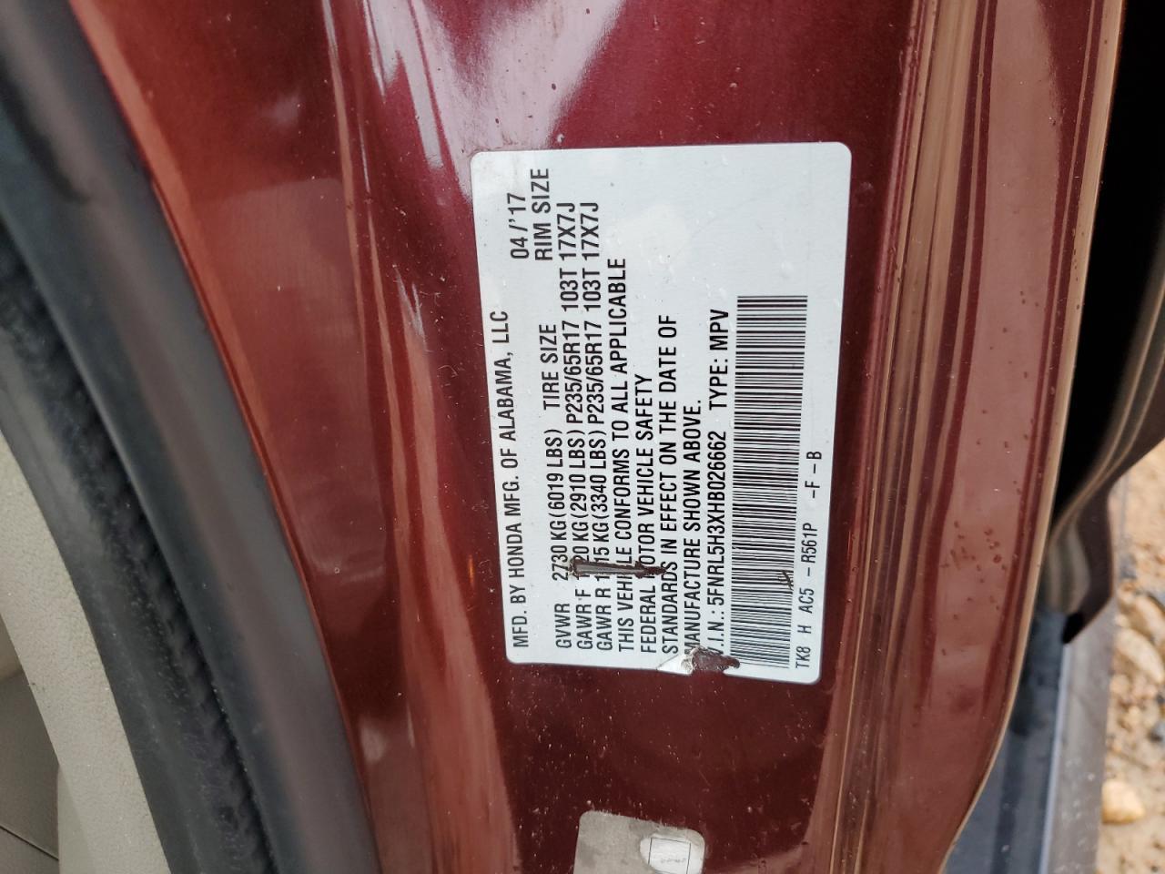 2017 HONDA ODYSSEY