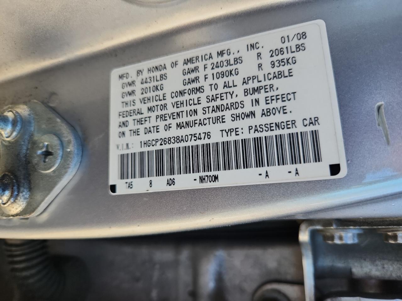 2008 HONDA ACCORD