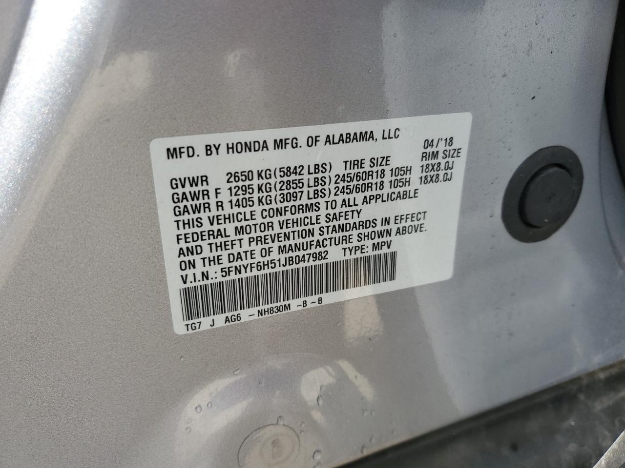2018 HONDA PILOT