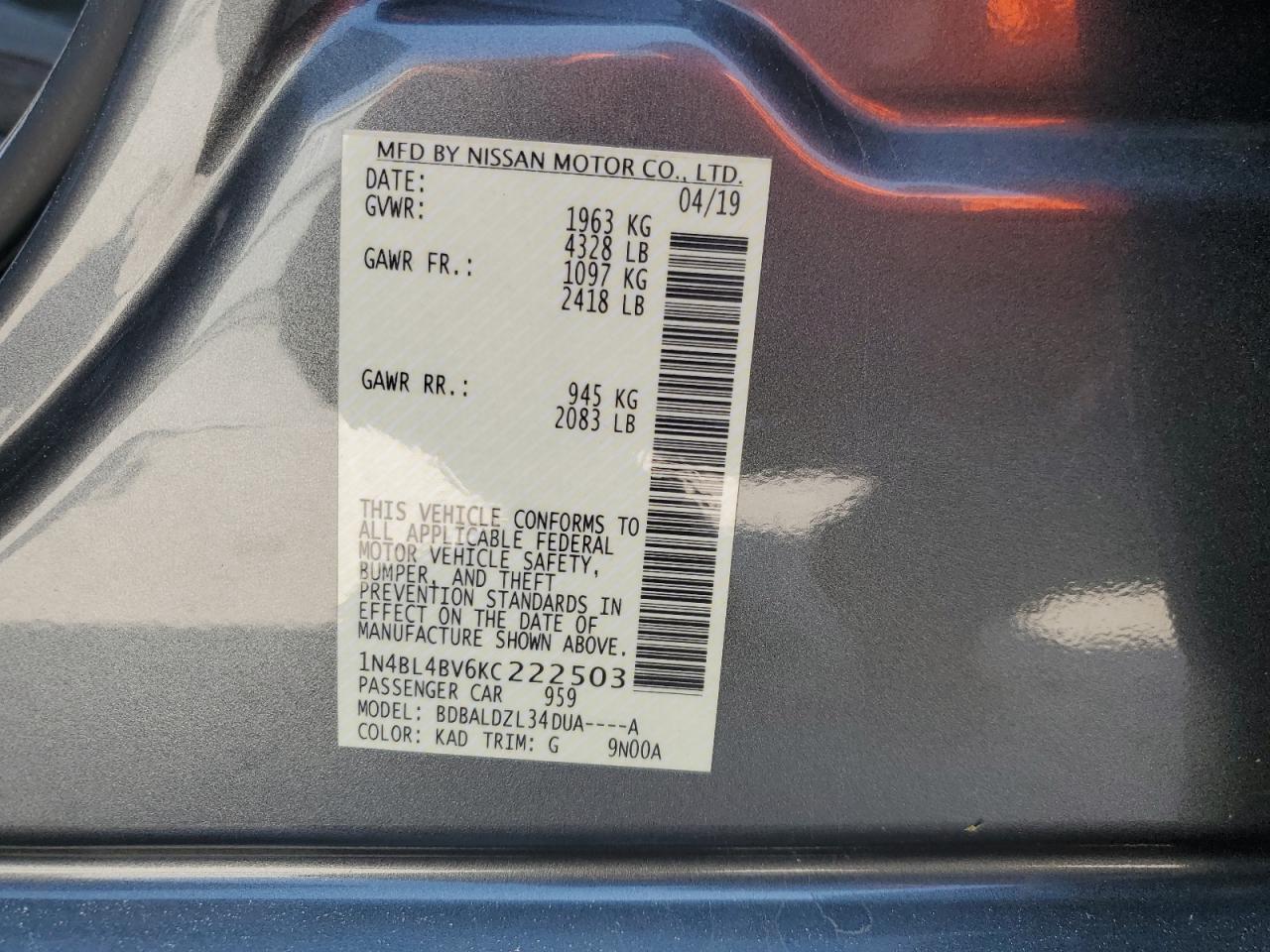 2019 NISSAN ALTIMA