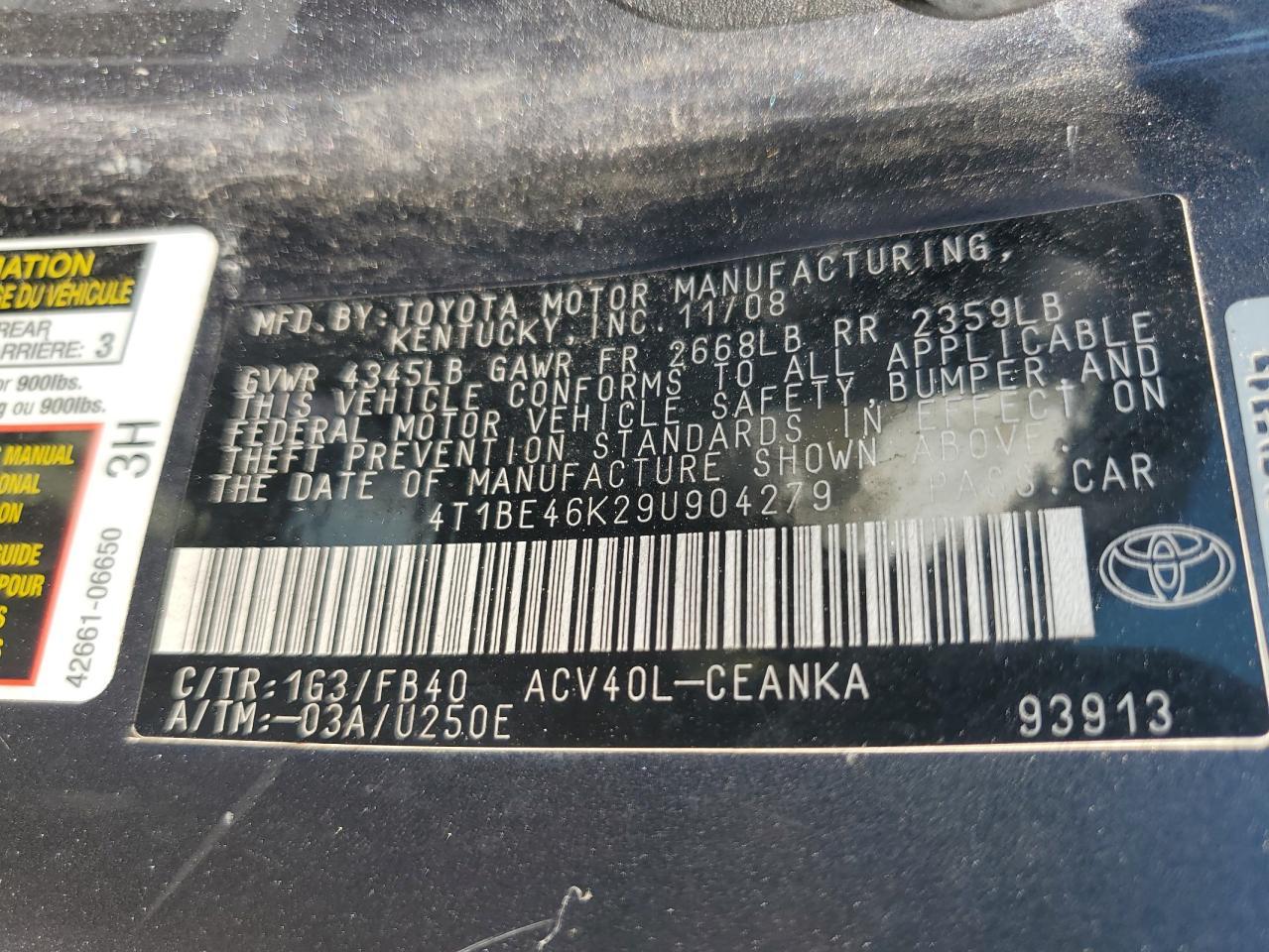 2009 TOYOTA CAMRY
