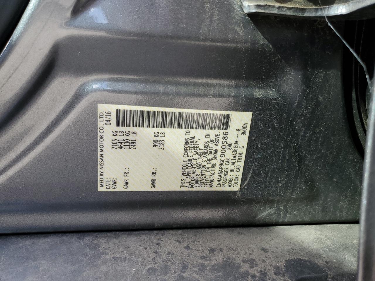 2016 NISSAN Maxima