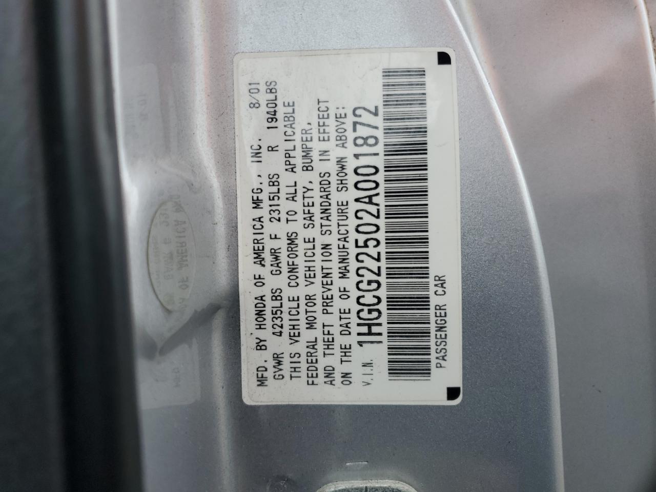 2002 HONDA ACCORD