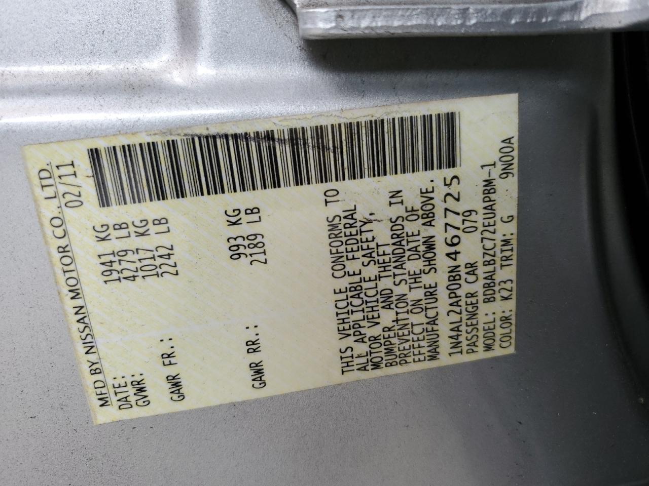 2011 NISSAN ALTIMA
