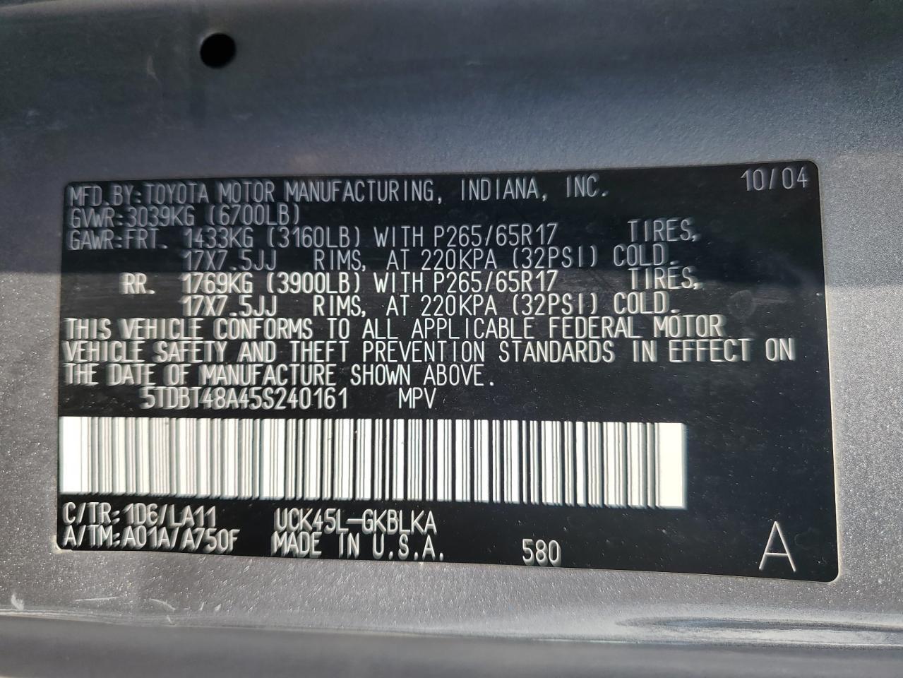 2005 TOYOTA Sequoia