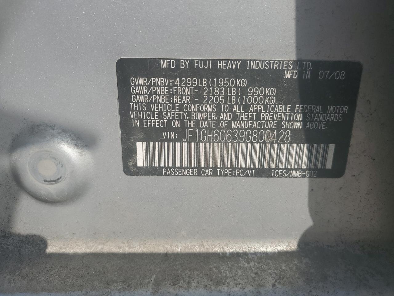 2009 SUBARU IMPREZA
