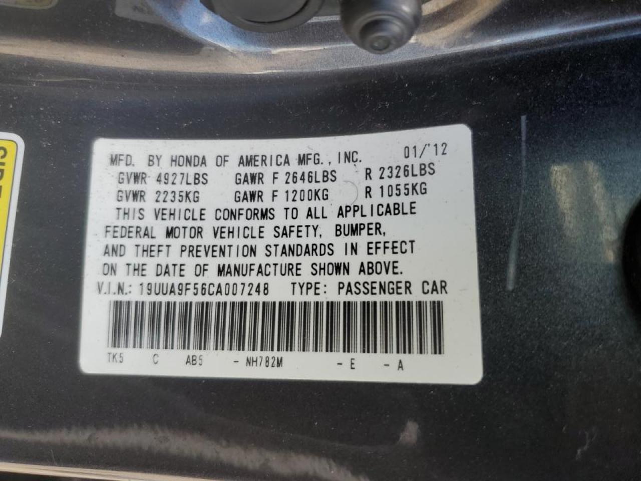 2012 ACURA TL