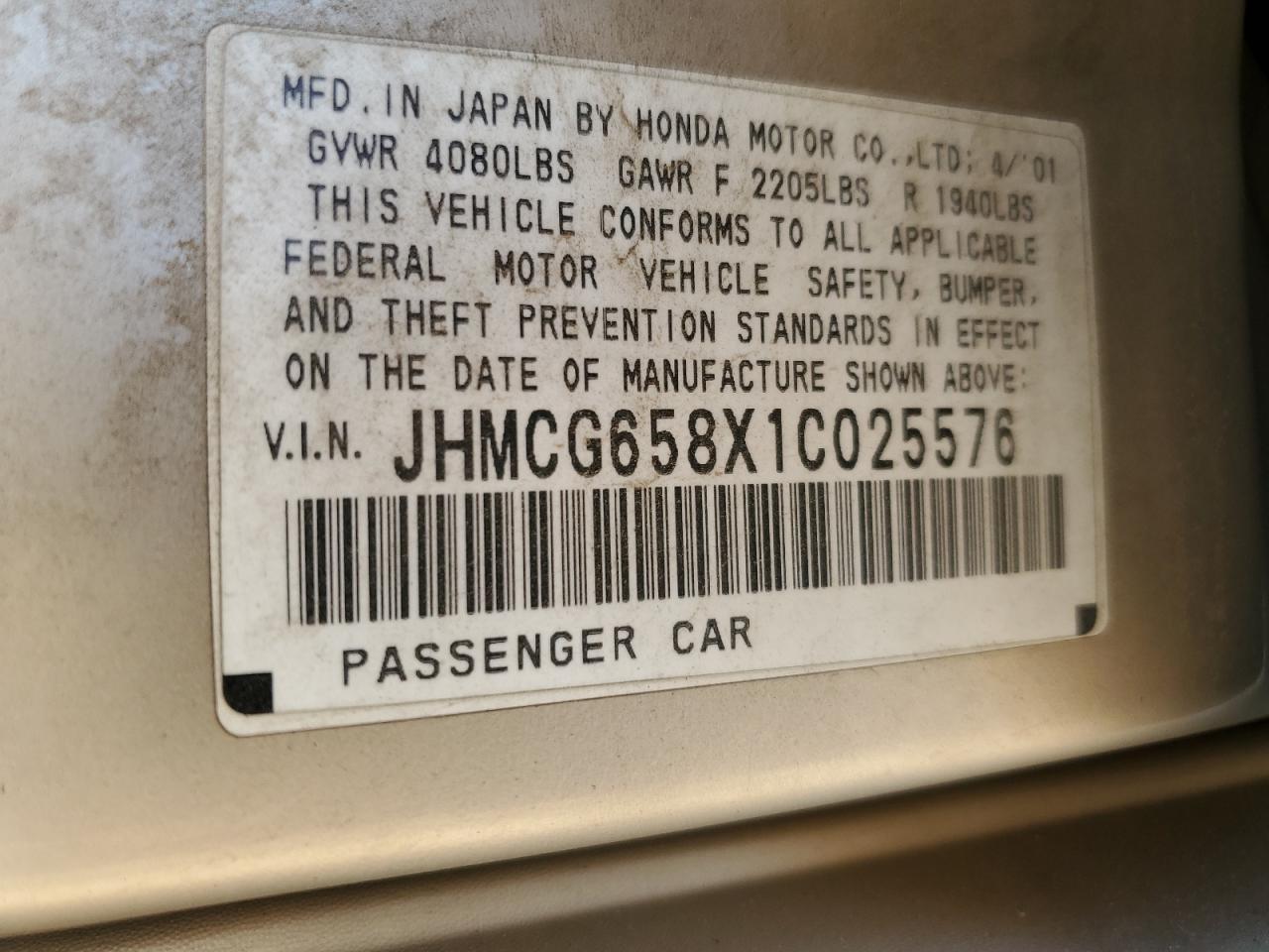 2001 HONDA ACCORD