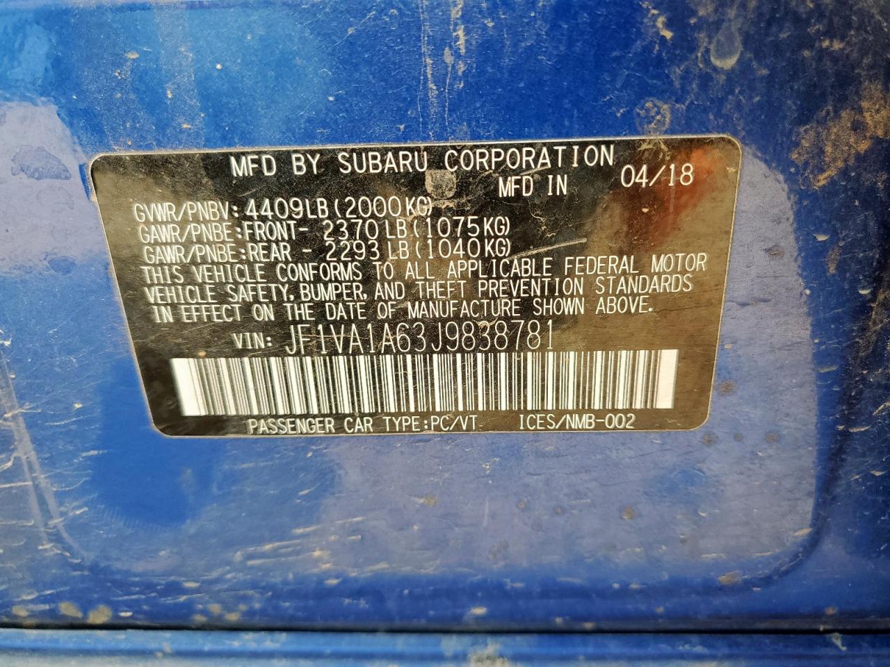 2018 SUBARU WRX