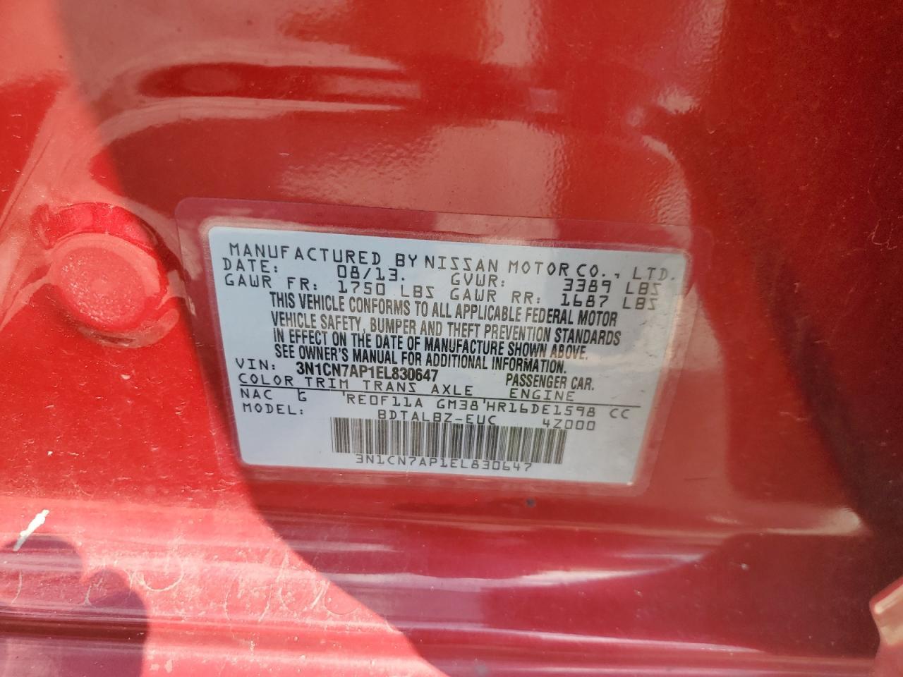2014 NISSAN VERSA