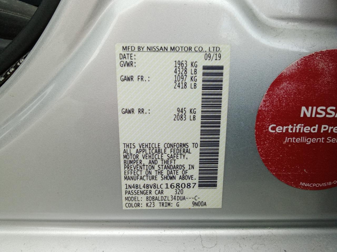 2020 NISSAN ALTIMA