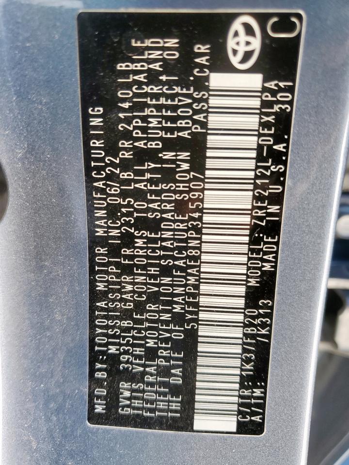 2022 TOYOTA COROLLA