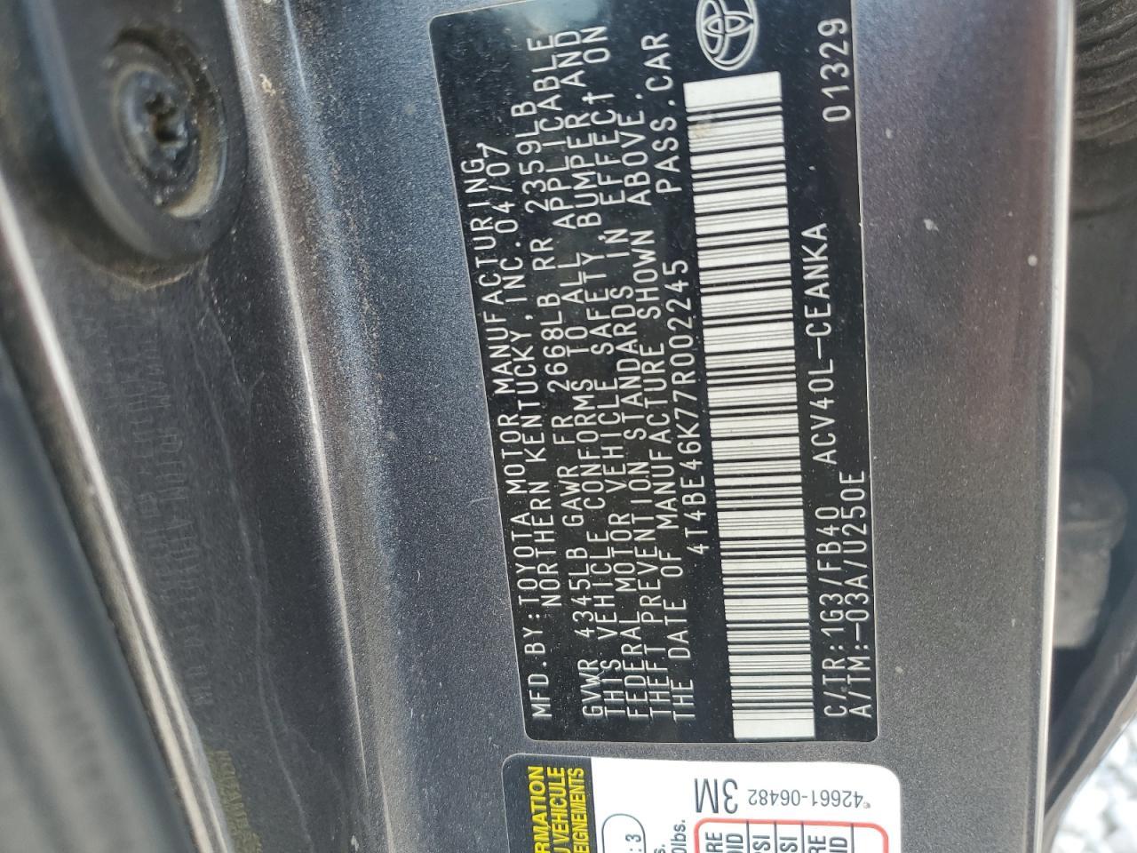 2007 TOYOTA CAMRY