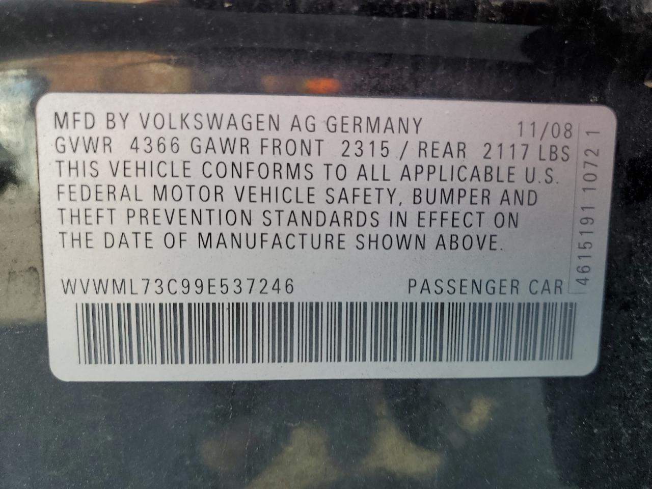 2009 VOLKSWAGEN CC