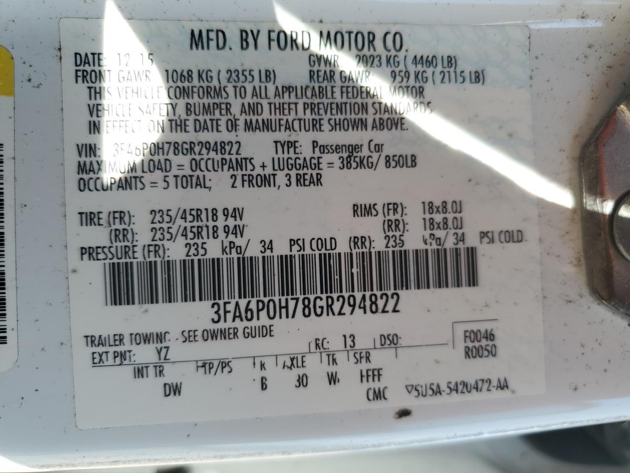2016 FORD FUSION