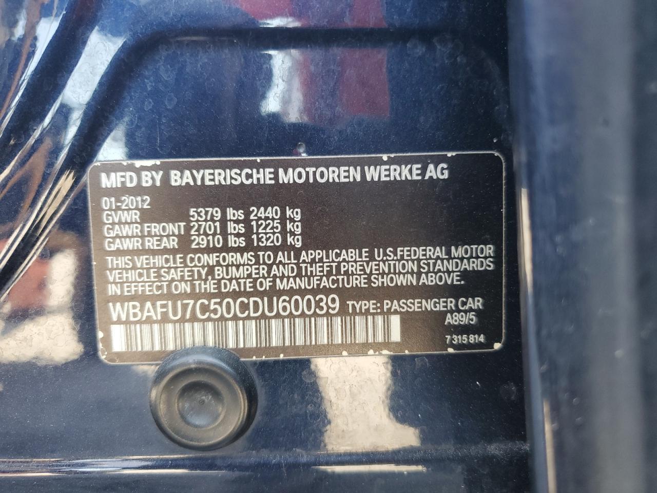 2012 BMW 5 series